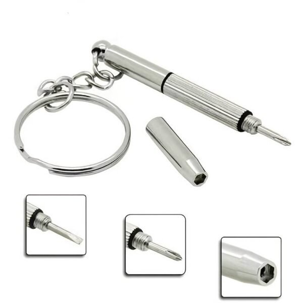 1 pc Tuscom Eyeglass Screwdriwer Keyring = 3-in-1 Keychain Repair Tool for Glasses. Watches, and Electronics - Image 3