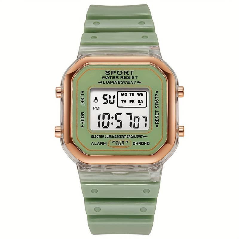 Chronograph LED Sports Electronic Watch Luminescent WR Alarm Digital Wrist Watch For Women Men Girsl Boys – Green