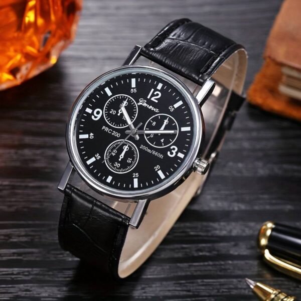 1pc Multifunctional Fashionable Quartz Watch With Brown Belt, business Luxury ristwatch For Men, Ideal Choice for Gifts - Full Black