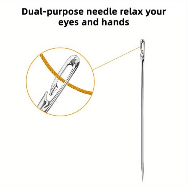 12pcS Hand Sewing Needles, self Threading  side Opening sewing Needles Hand Darning Stitching Needles Sewing Accessories - Side Hole Self-threading Needle Large size 1 Pack (6 pieces) - Image 4