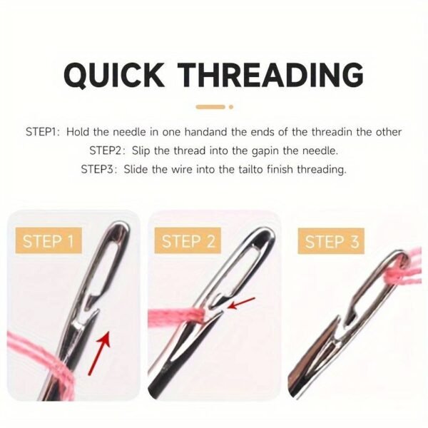 12pcS Hand Sewing Needles, self Threading  side Opening sewing Needles Hand Darning Stitching Needles Sewing Accessories - Side Hole Self-threading Needle Large size 1 Pack (6 pieces) - Image 7