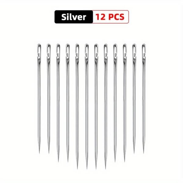 12pcS Hand Sewing Needles, self Threading  side Opening sewing Needles Hand Darning Stitching Needles Sewing Accessories - Side Hole Self-threading Needle Large size 1 Pack (6 pieces)