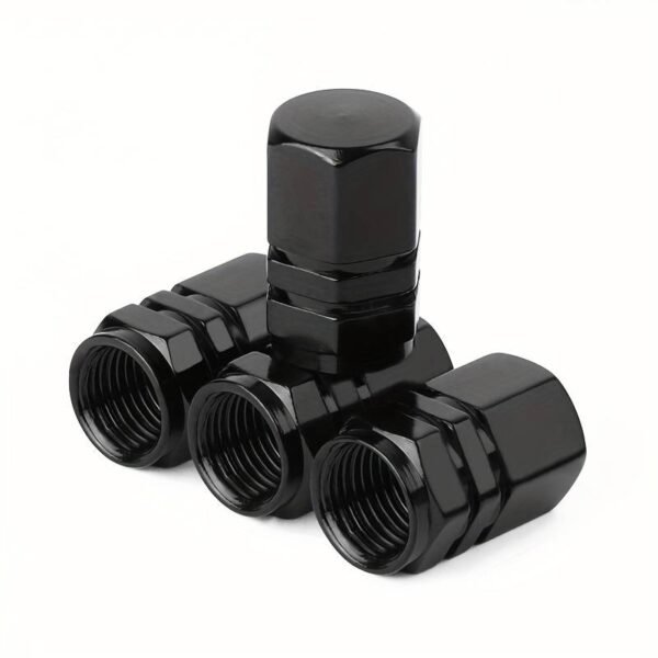 4 Pcs Automobile Tire Air Nozzle Cap Aluminum Alloy Car Air Nozzle Cap Valve Nozzle Cap Modified Valve Core Cover Motorcycyle Valve Cap - Black - Image 5