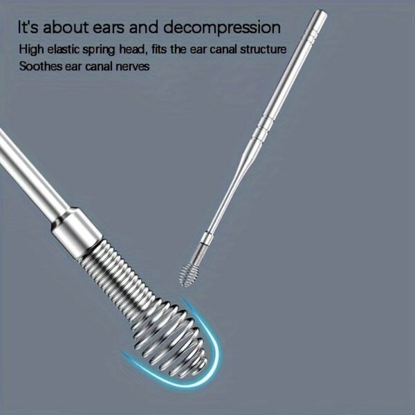 6pcs Stainless Steel Ear Pick Ear Pick Tool Set Portable Spiral Spring Ear Cleaning - Set Of 6 Stainless Ear Spoons - Image 5