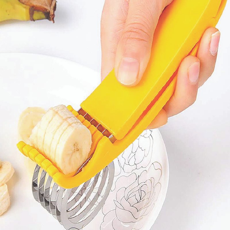 “Stainless Steel Banana Cutter Fruit Vegetables Sausage Slicer Salad Sundaes Tools Cooking Tools Kitchen Accessones Gadgets for restaurants/ supermarkets”