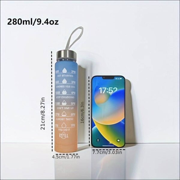 280ml/750ml Leakproof Gradient Color Water Bottle With Time Mark And Straw - BPA Free For Sports, Fitness, Gym, And Travel - Includes Random Color Lanyard - Available In 9.5oz And 25oz Sizes - Purple(280ml) - Image 3