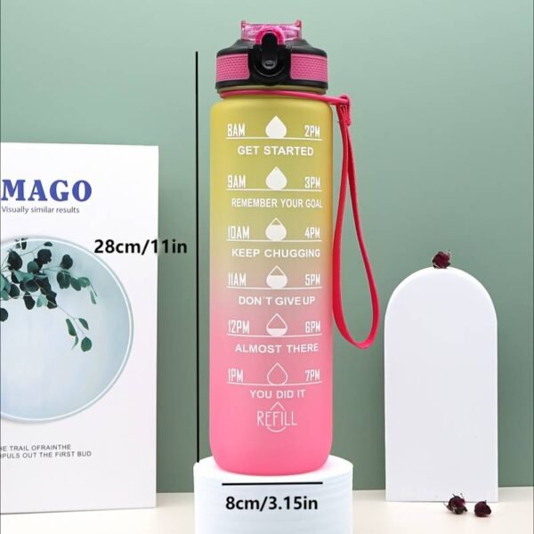 280ml/750ml Leakproof Gradient Color Water Bottle With Time Mark And Straw - BPA Free For Sports, Fitness, Gym, And Travel - Includes Random Color Lanyard - Available In 9.5oz And 25oz Sizes - Purple(280ml) - Image 5
