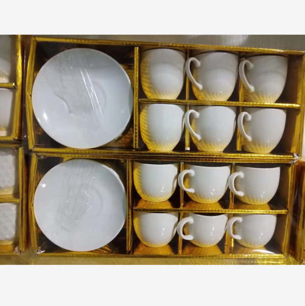 Coffee Set White 6 pcs With 6 plate - Image 2