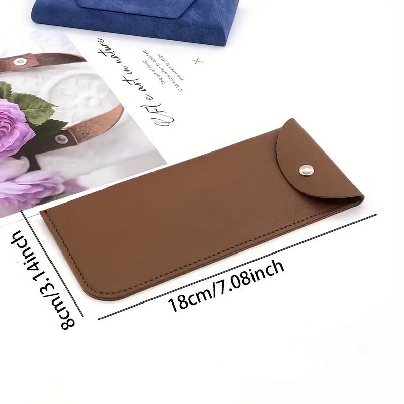 1pc Portable Soft Brown Leather Eyeglasses Case, Eyeglasses Storage Case, Sunglasses Care Case, Simple Protective Glasses Case, Perfect Gift for Friends, Coworkers, Family