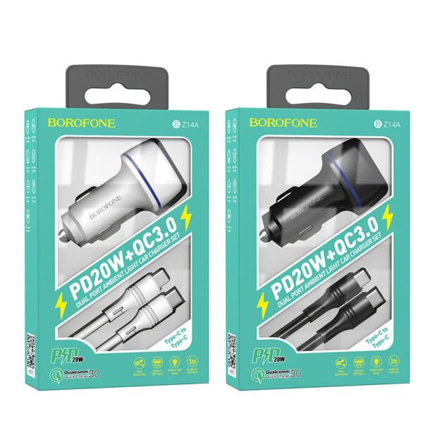 In-car charger BZ14A Mercury PD20W + QC3.0 set with cable - Image 3