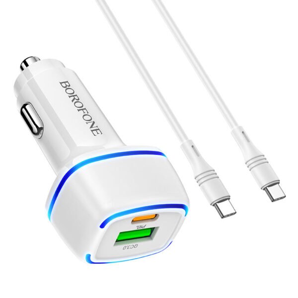 In-car charger BZ14A Mercury PD20W + QC3.0 set with cable