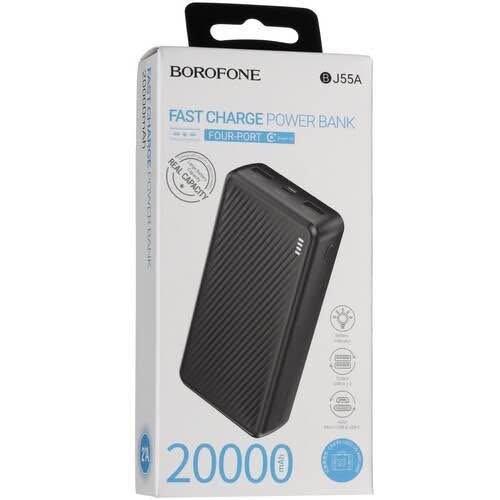 Borofone BJ55B Black 30000mAh 2 Input Micro And USB-C/2 USB Output Power Bank