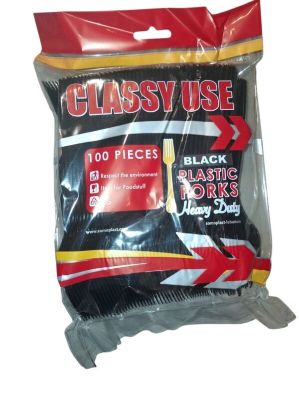 Classy Use Plastic Black Forks ×100