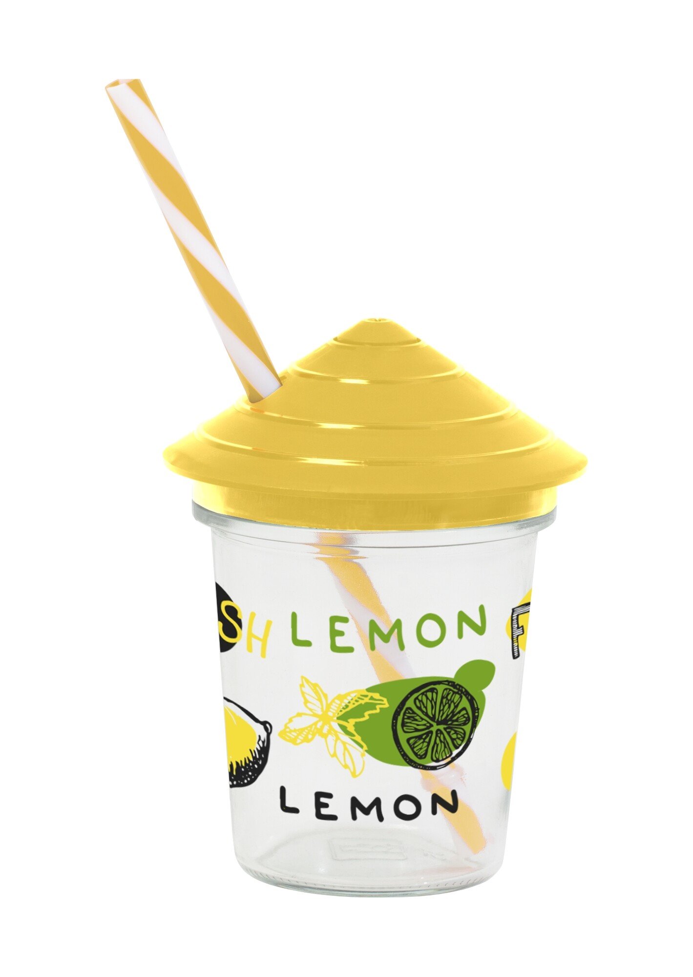 Yellow Lemon Glass Jar